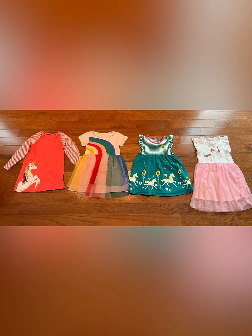 Girls Unicorn & Rainbow Dress Bundle - Pink, Coral, Teal, Multicolor